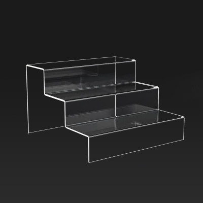 JE-32 Clear Acrylic Display Risers Tiered Stand for Collectibles Cosmetics Retail Showcase