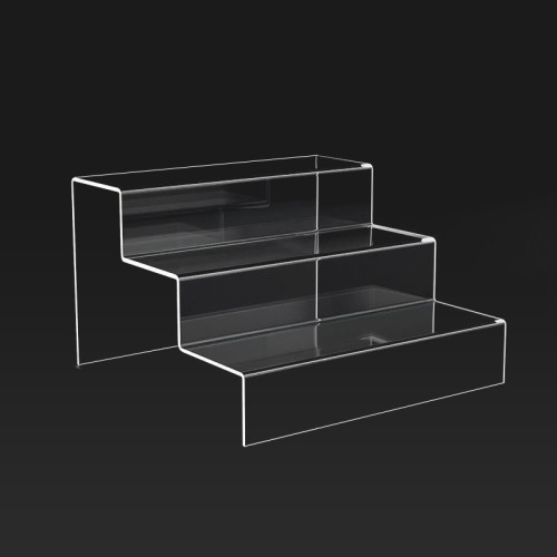 JE-32 Clear Acrylic Display Risers Tiered Stand for Collectibles Cosmetics Retail Showcase