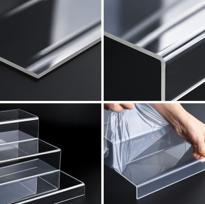 JE-32 Clear Acrylic Display Risers Tiered Stand for Collectibles Cosmetics Retail Showcase