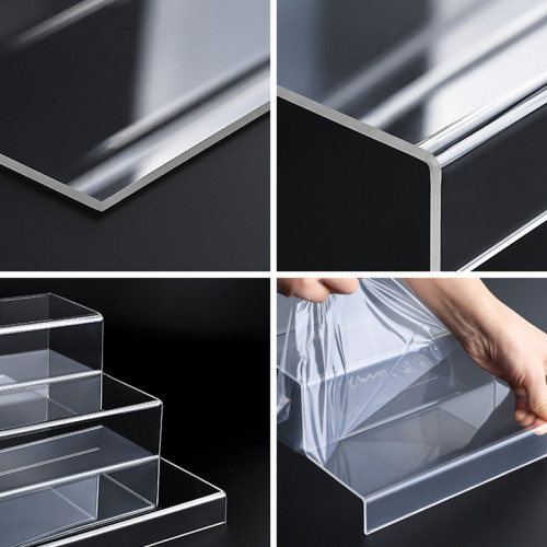 JE-32 Clear Acrylic Display Risers Tiered Stand for Collectibles Cosmetics Retail Showcase
