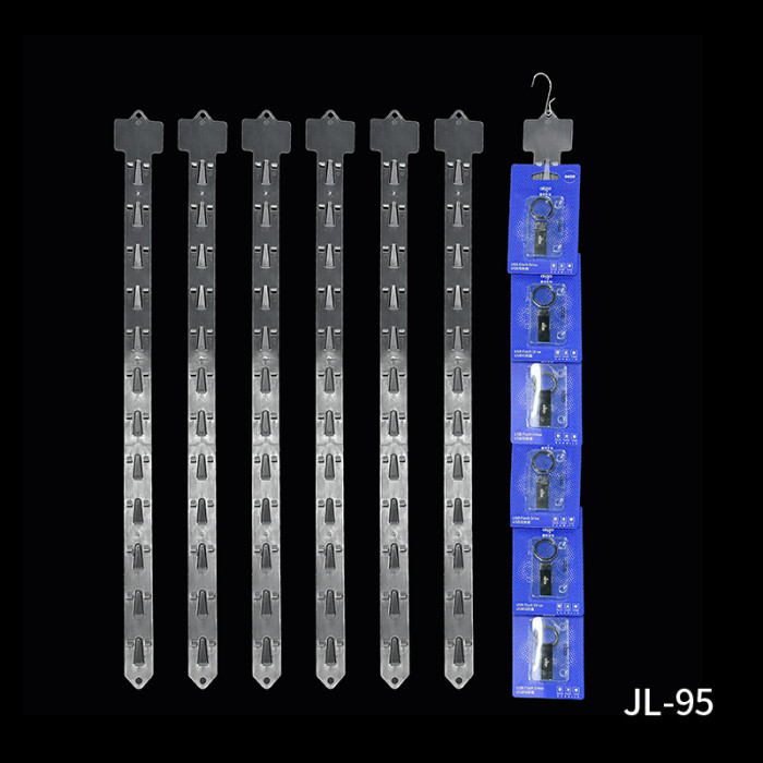 JL-95 Clear Clip Display Strips | Merchandise Strips | with Label Header for Snack Display