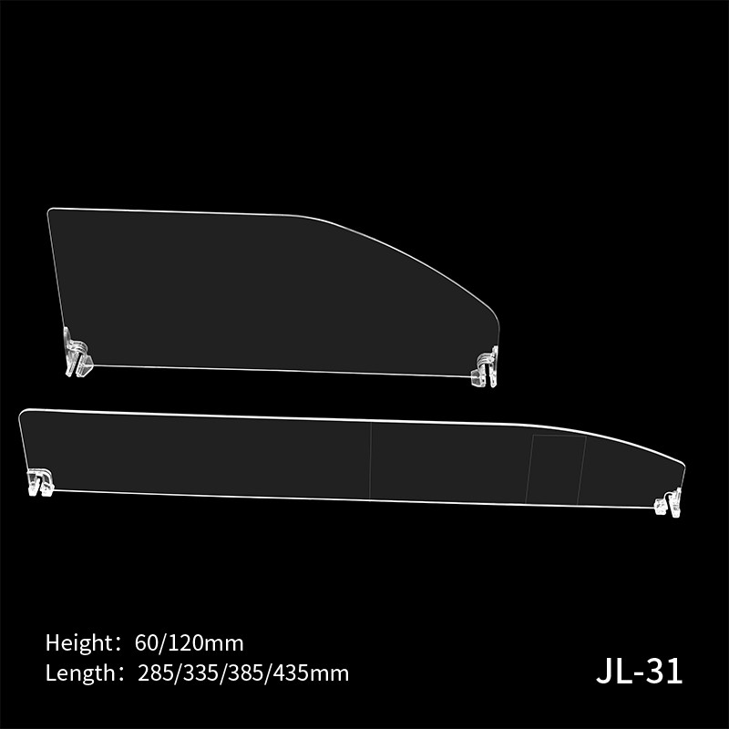 JL-31 Transparent Shelf Divider on Retail Shelf