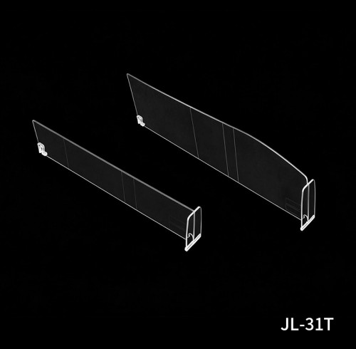 JL-31T Shelf Divider | Transparent PET Shelf Partition | Retail Display Shelf Organizer
