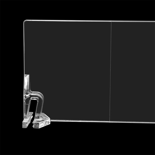 JL-35 Clip-on Shelf Divider | Clear PET Clip Shelf Separator | Custom Height For Retail Gondola