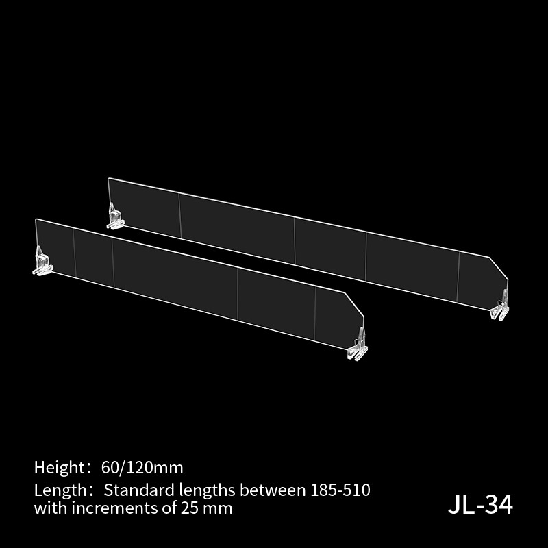JL-31 Transparent Shelf Divider on Retail Shelf