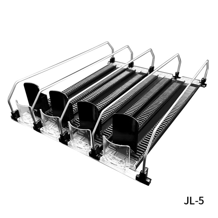 JL-5 Can Drink Shelf Pusher | Self Advancing Function | Metal Side Guard | for Convenience Store