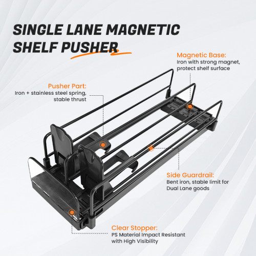 JL-16B Dual Lane Magnetic Shelf Pusher | Automatic Beverage Organizer | for Supermarket Merchandising