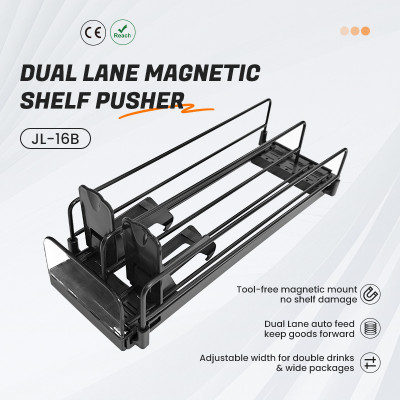 JL-16B Dual Lane Magnetic Shelf Pusher | Automatic Beverage Organizer | for Supermarket Merchandising