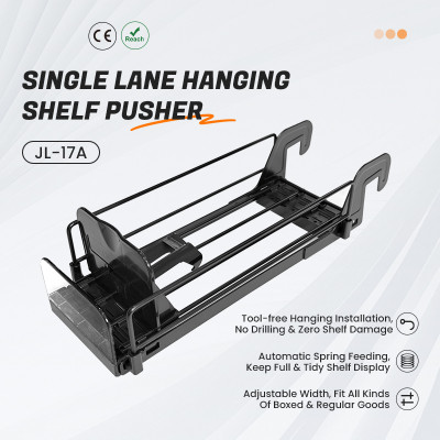 JL-17A Single Lane Hanging Shelf Pusher | Hook on Installation | for Supermarket Merchandising Display