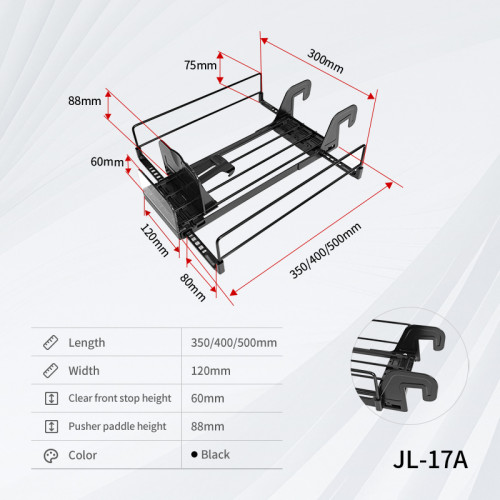 JL-17A Single Lane Hanging Shelf Pusher | Hook on Installation | for Supermarket Merchandising Display