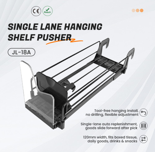 JL-18A Single Lane Hanging Shelf Pusher | Hook on Installation | for Supermarket Merchandising Display
