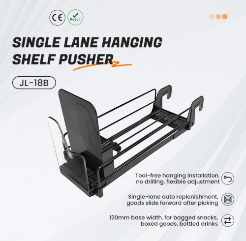 JL-18B Single Lane Hanging Shelf Pusher | Hook on Installation | for Supermarket Merchandising Display