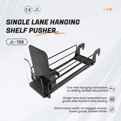 JL-18B Single Lane Hanging Shelf Pusher | Hook on Installation | for Supermarket Merchandising Display