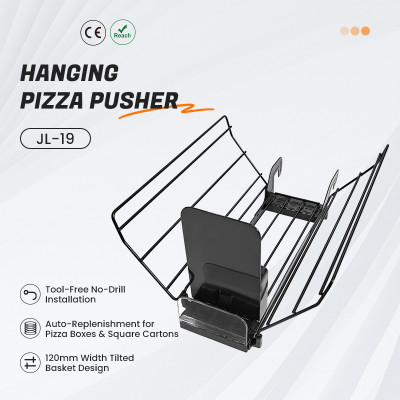 JL-19 Hanging Pizza Pusher | Hook on Installation | for Supermarket Gondola Shelf Frozen Pizza Box