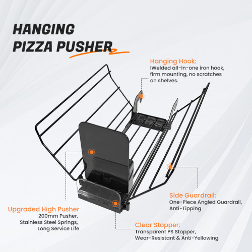 JL-19 Hanging Pizza Pusher | Hook on Installation | for Supermarket Gondola Shelf Frozen Pizza Box