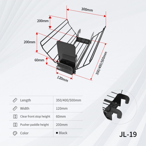 JL-19 Hanging Pizza Pusher | Hook on Installation | for Supermarket Gondola Shelf Frozen Pizza Box