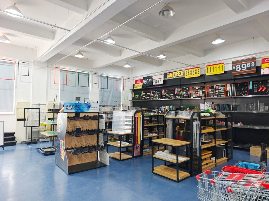 Display showroom with finished retail display stands and point of sale units available for adaptation