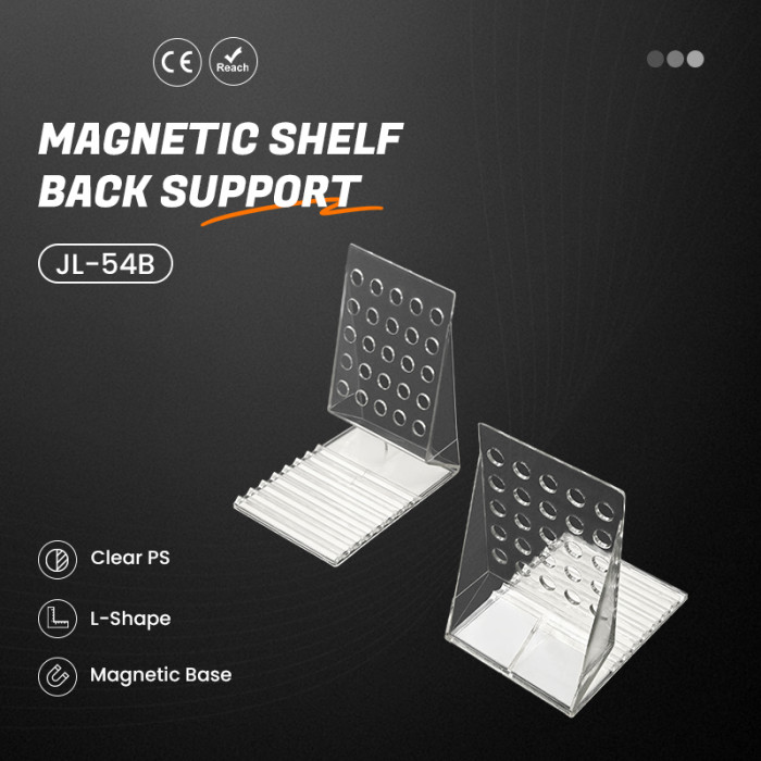 JL-54B Magnetic Shelf Back Support | Merchandise Pusher Stand | for Shelf Merchandise Display