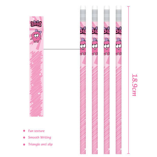 Monster Wooden Pencil with Eraser Supplies