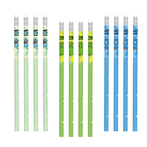 Monster Wooden Pencil with Eraser Supplies