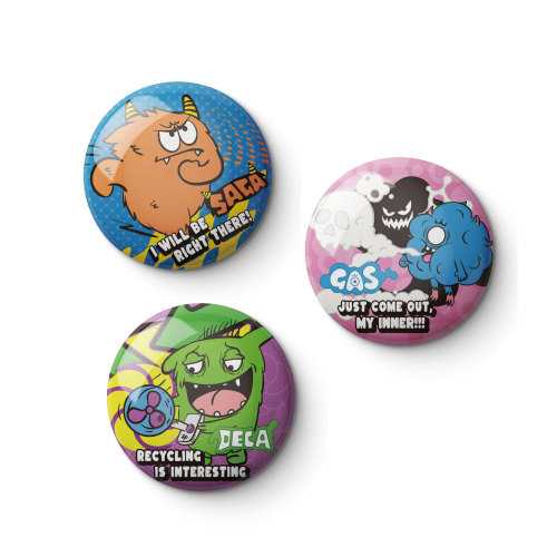 Monster Round Pin Badges