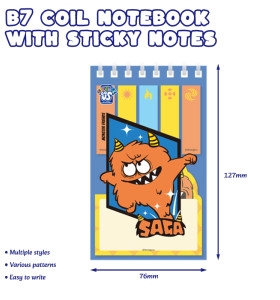 Monster B7 Coil Notebook with Sticky Notes