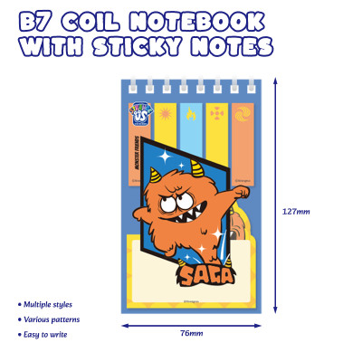 Monster B7 Coil Notebook with Sticky Notes