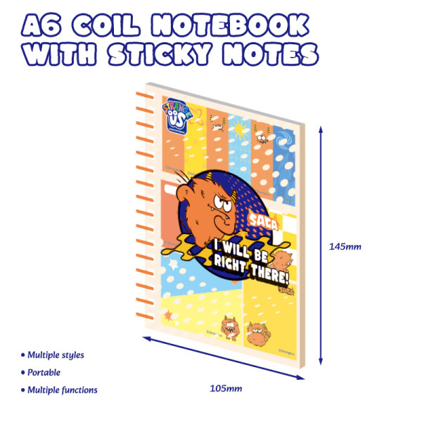 Monster A6 Coil Notebook with Sticky Notes