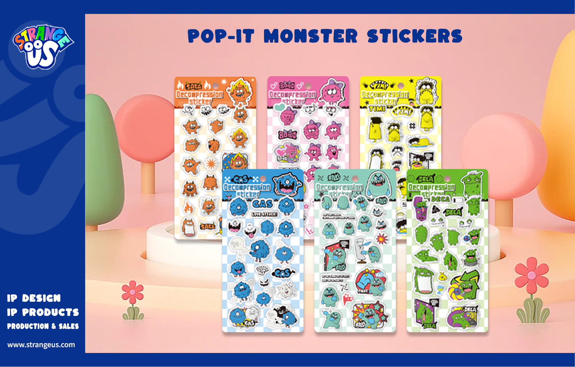 Cute Monster Click Pens