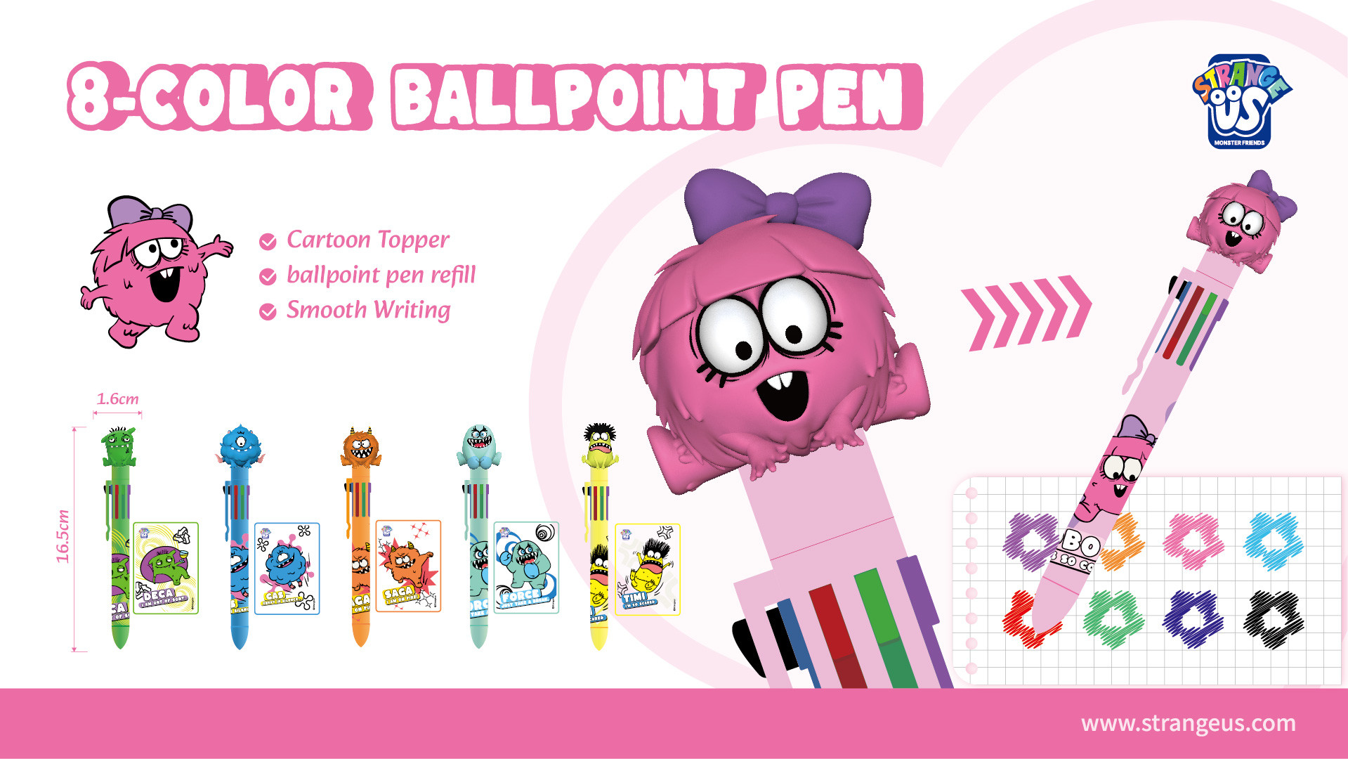Cute Monster Click Pens