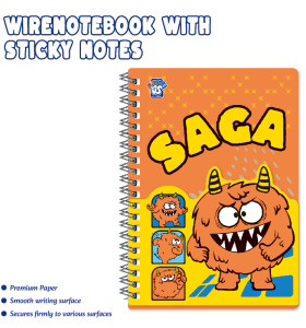Monster Wire Notebook With Sticky Notes