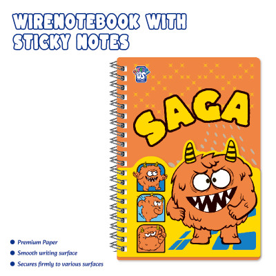Monster Wire Notebook With Sticky Notes