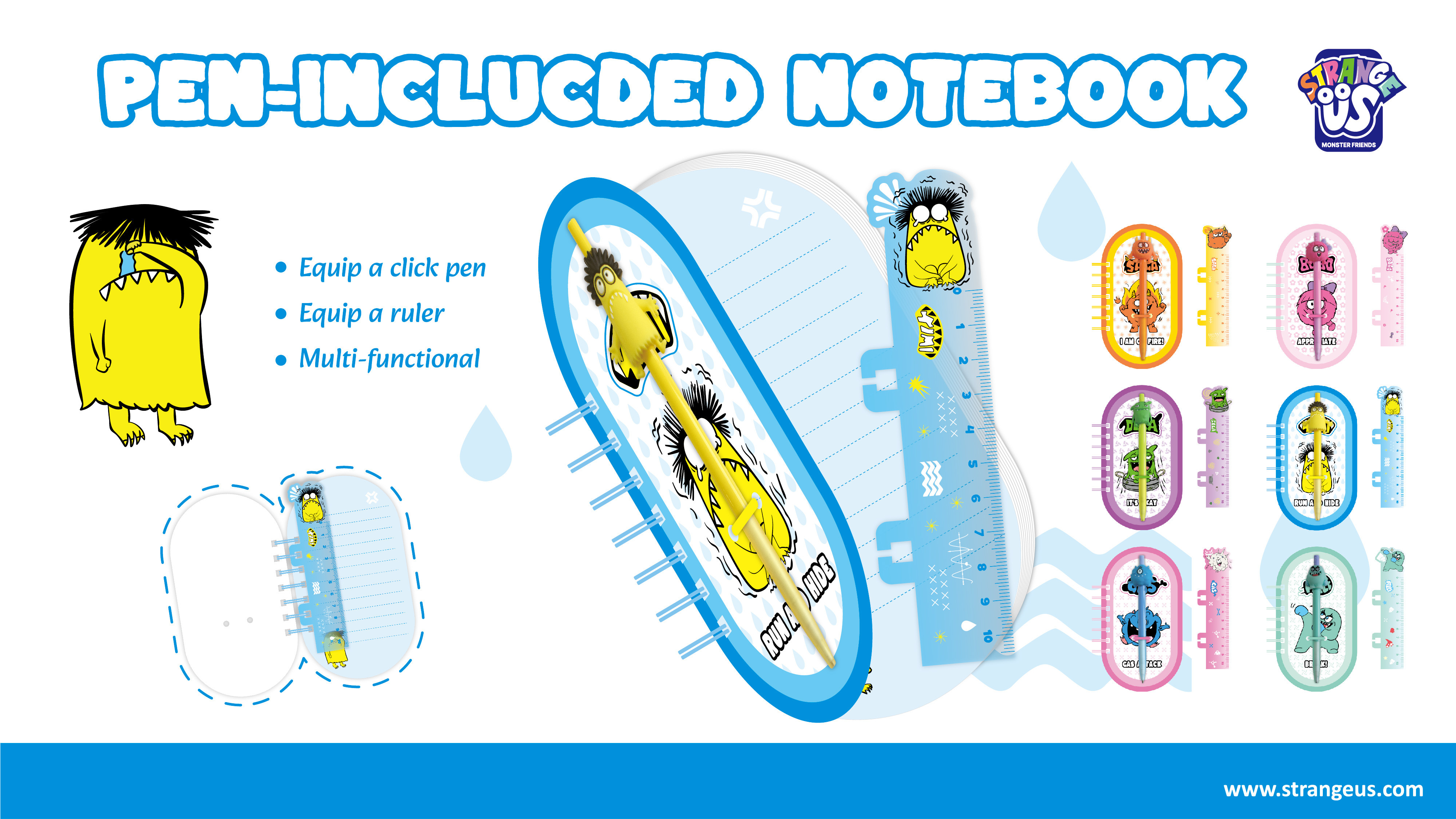 Cute Monster Click Pens