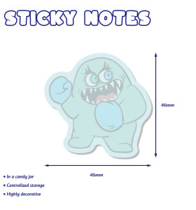 Monster Shape Sticky Notes in Candy Jar
