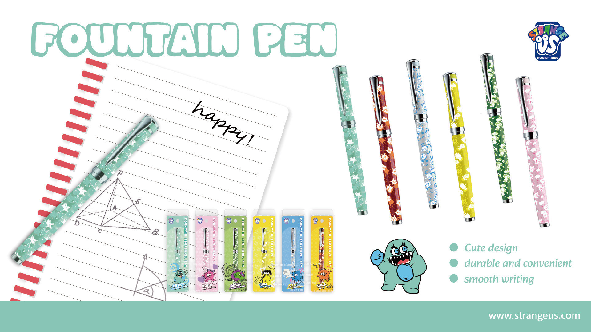 Cute Monster Click Pens