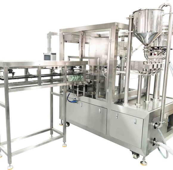 High Speed 4 Heads Automatic Liquid Spout Pouch Sealing Machine manufacturer
