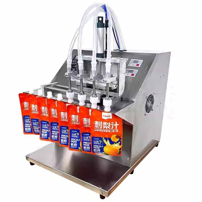 Semi Automatic Spout pouch packaging machine for liquid with four heads