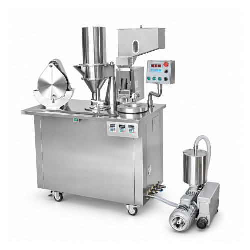 Semi Automatic Capsule Filler with Vacuum Separation and Locking for Powder Pellets and Granules