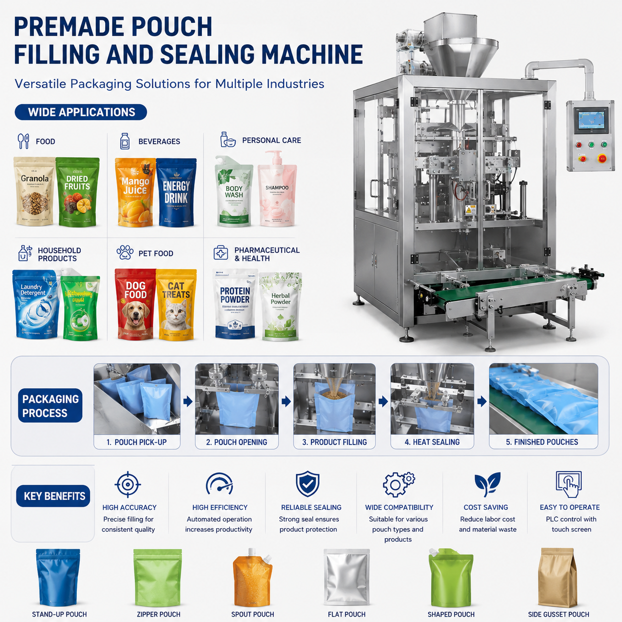 Applications of Premade Pouch Filling and Sealing Machines in Modern Packaging