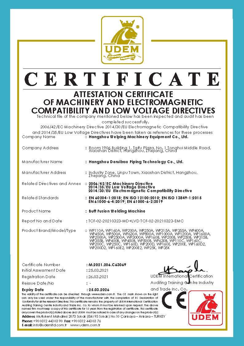 CE for Butt Fusion Welding Machine