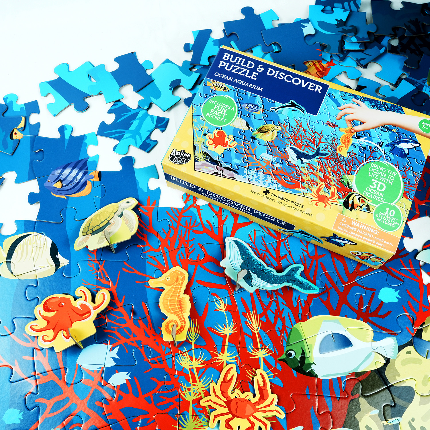 Interactive floor puzzle with 3D figures