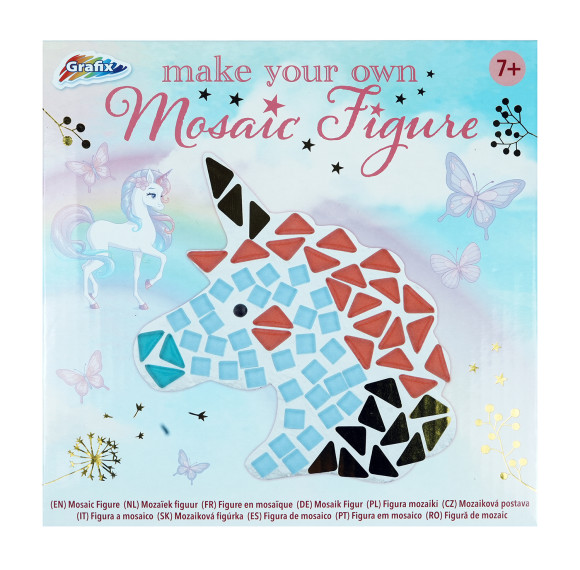 Large Unicorn GlassGlow Mosaic Artisan Figure Set