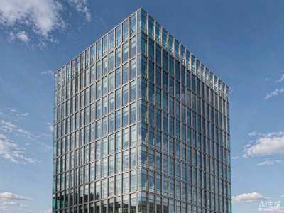 Transparent heat-reflective insulation coating applied on a modern glass curtain wall building under bright sunlight