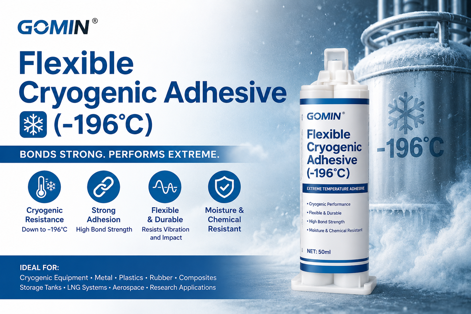 GM-DW flexible cryogenic adhesive applied on industrial pipeline in cold environment