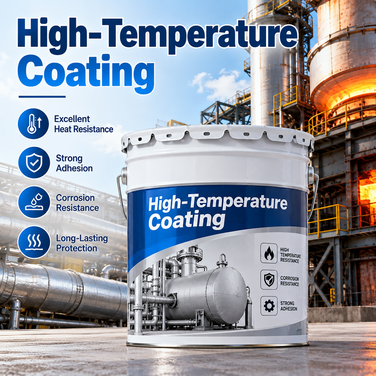 Industrial furnace mouth glowing inside a steel plant protected by GOMIN high-temperature resistant coatings across a 400 to 1800 degree Celsius service range