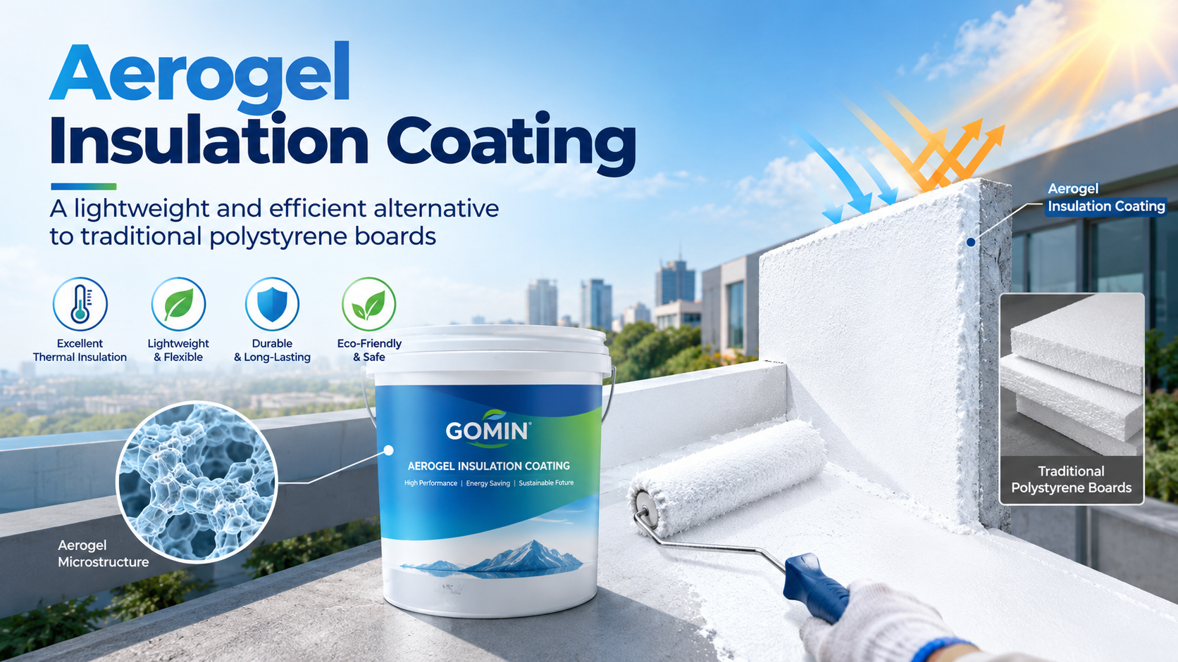 Aerogel insulation coating,a lightweight and efficient alternative to traditional polystyrene boards