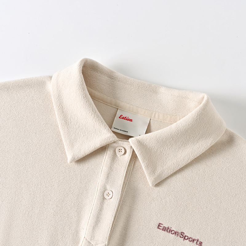 Pointed collar and button placket of womens polo