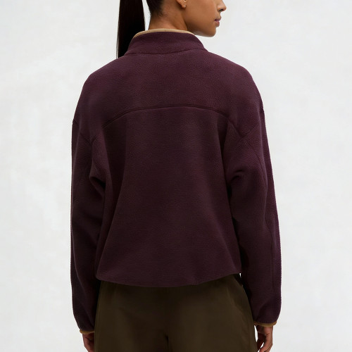 Quarter Zip Sweatshirt Women - Retro Colorblock Polar Fleece Pullover | Custom Embroidery Ready