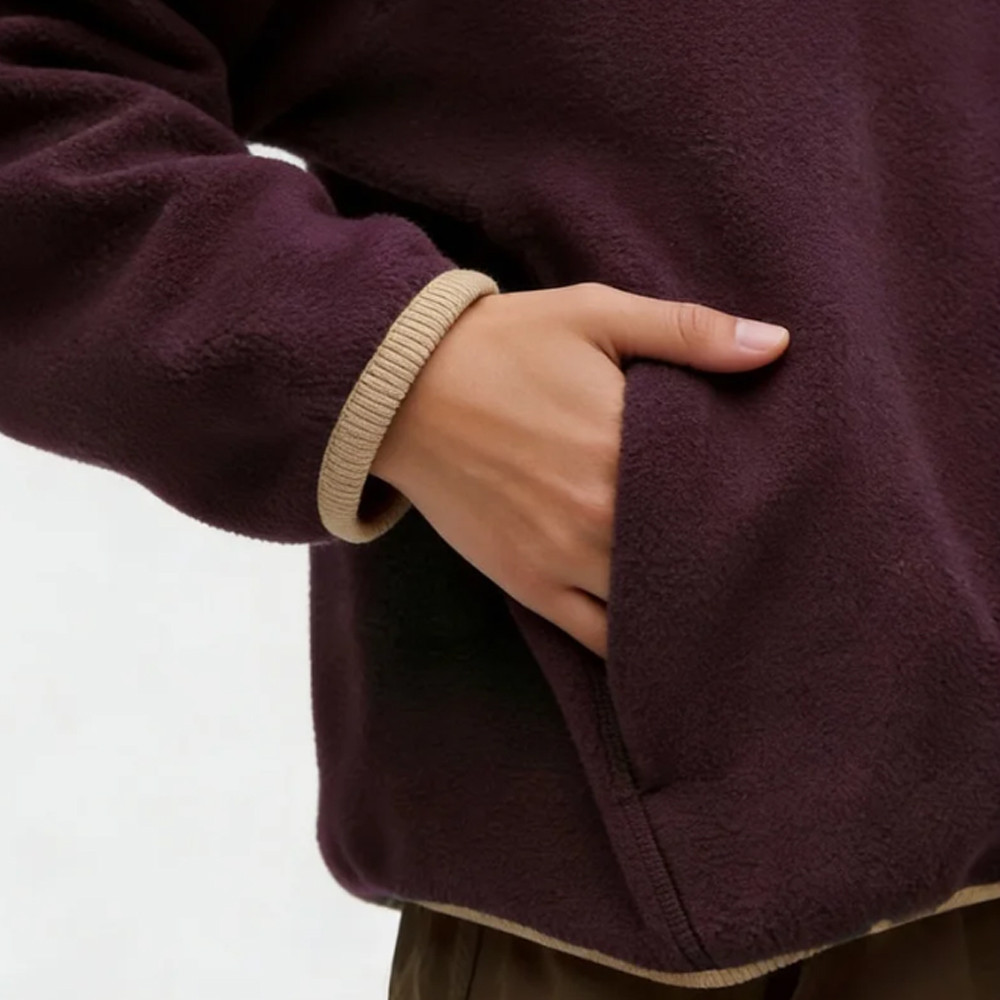 Close-up of fleece fabric texture and pocket