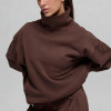 Womens Mock Neck Sweatshirt - Chocolate Brown Boxy Fit Pullover | Wholesale Blank Sweatshirts Manufacturer
